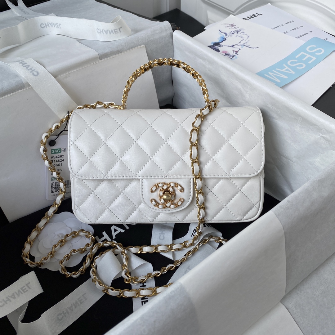 Lambskin Mini Flap Shoulder Bag AS4362 White